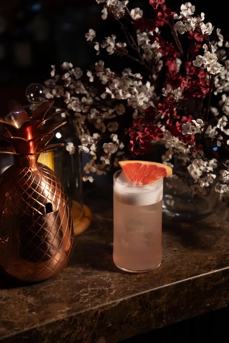 Grapefruit cocktail photographed at a London bar