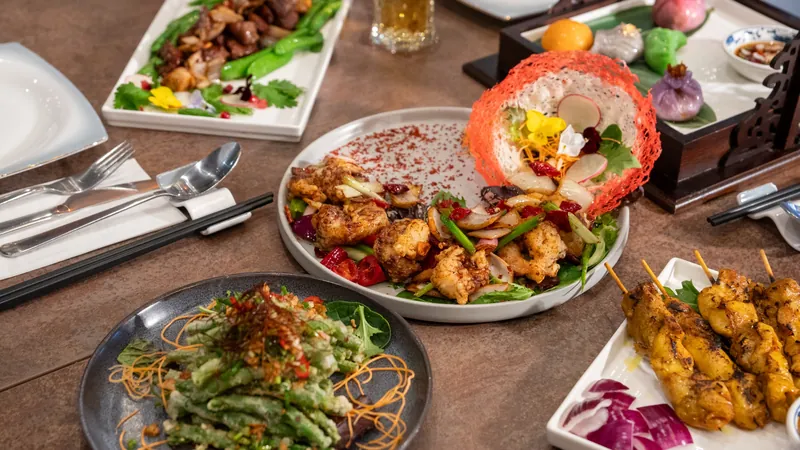 Overhead menu photography of a Chinese sharing table in London